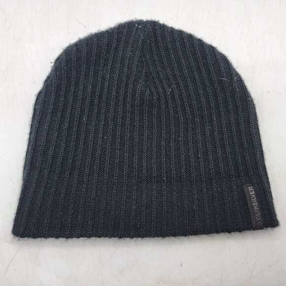 Quiksilver Adults Black Ribbed Beanie Hat Winter Warm Casual Snow Outdoors Camp - Picture 1 of 5